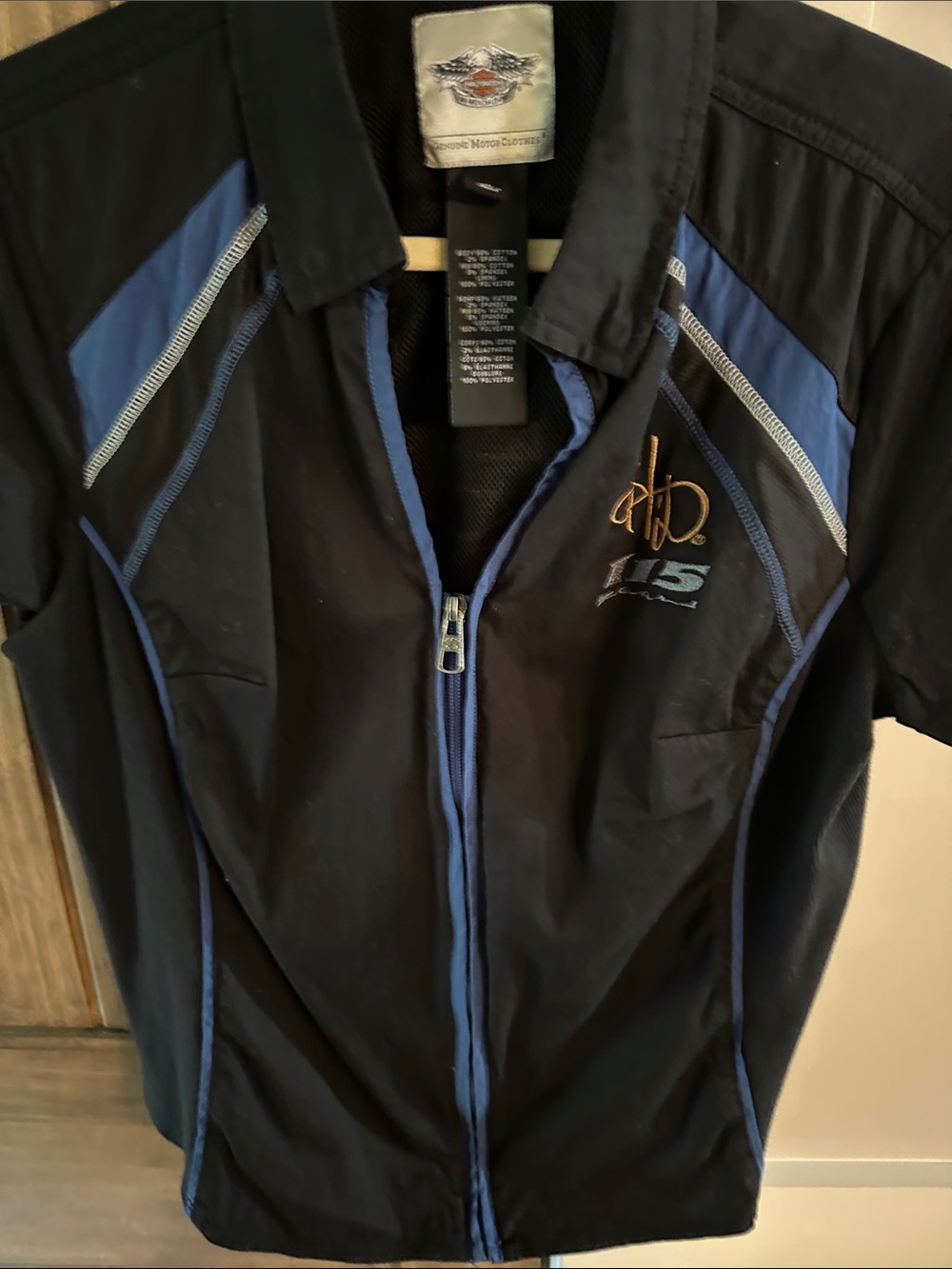 Harley-Davidson Black and Blue Zip Riding Shirt